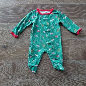 Magnetic Me Green Christmas Animal Footed One-Piece Pajamas Size Newborn